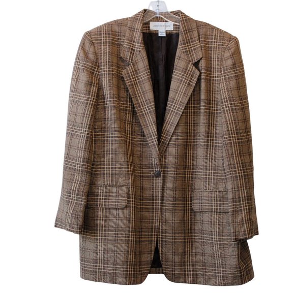 Jones New York Jackets & Blazers - Jones New York, Size 16, Brown Plaid Blazer with Coordinated Skirt (16W)